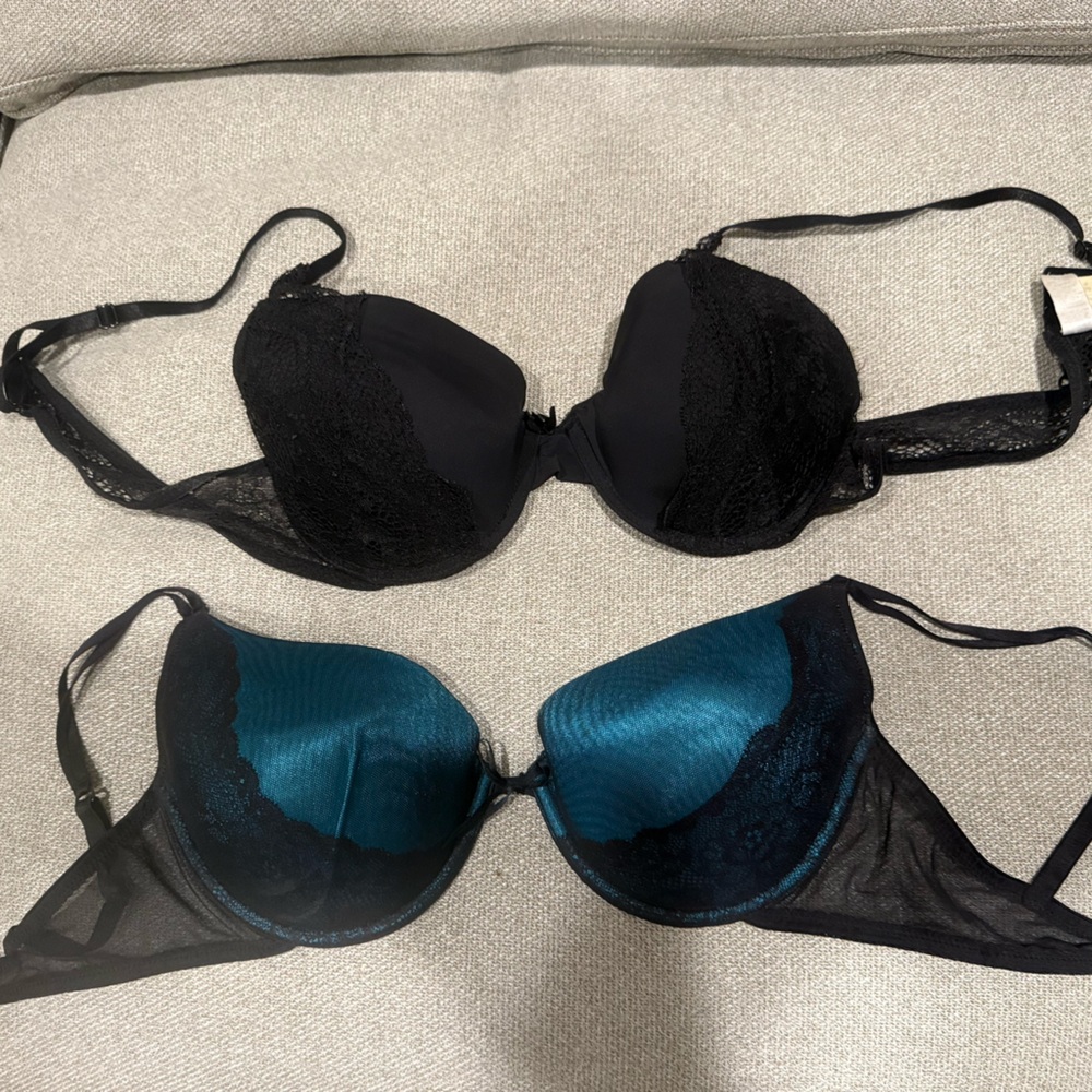 Felina Black and Teal Lace Bras